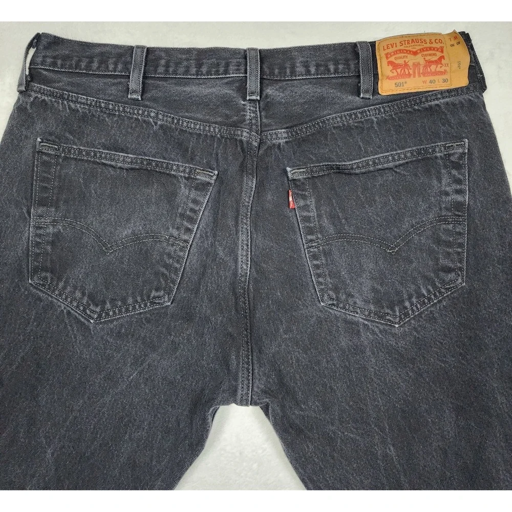 Levis 505 Jeans Mens Size 40x30 Black Regular Fit Straight Pants Button Fly
